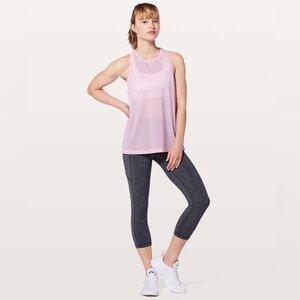 Lululemon Miles Ahead Pink Petals Split Back Mesh Lightweight Tank Women’s Sz 6